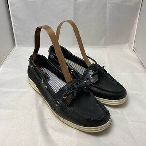 SEBAGO Black Sequin leather Boat shoes